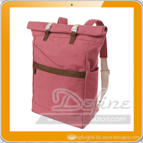 Durable Cotton Canvas Unisex Retro Rolltop Backpack